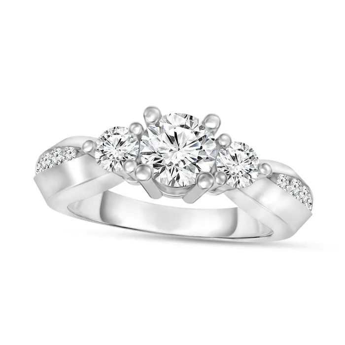 Rings Goldia 088 CT TW Natural Diamond Three Stone Engagement Ring in Solid 14K White Gold Rings Goldia 088 CT TW Natural Diamond Three Stone Engagement Ring in Solid 14K White Gold
