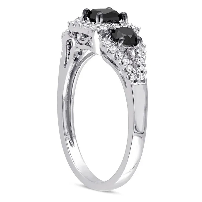 Rings Goldia 10 CT TW PrincessCut Enhanced Black and White Natural Diamond Three Stone Frame Engagement Ring in Solid 10K White Gold Rings Goldia 10 CT TW PrincessCut Enhanced Black and White Natural Diamond Three Stone Frame Engagement Ring in Solid 10K White Gold