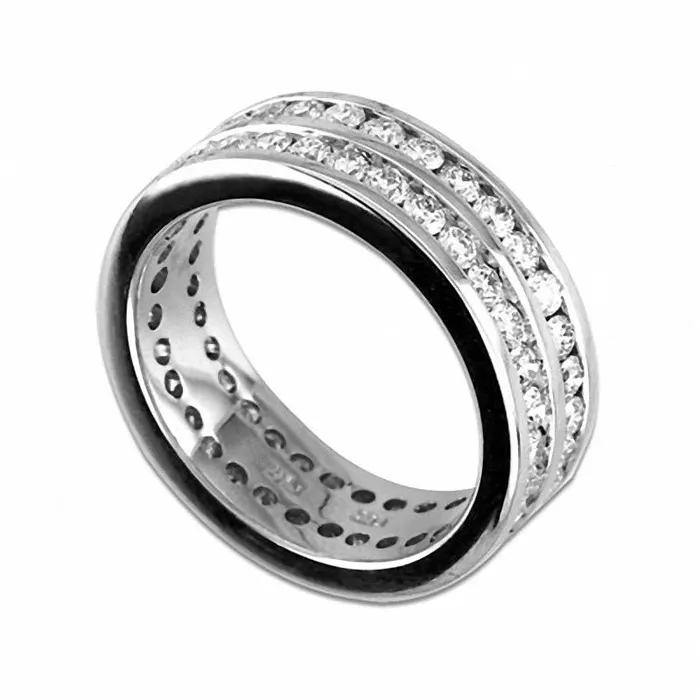 Rings Goldia 30 CT TW Natural Diamond Double Row Eternity Band in Solid 14K White Gold