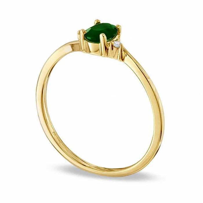Rings Goldia Oval Emerald and Natural Diamond Ring in Solid 10K Yellow Gold Rings Goldia Oval Emerald and Natural Diamond Ring in Solid 10K Yellow Gold