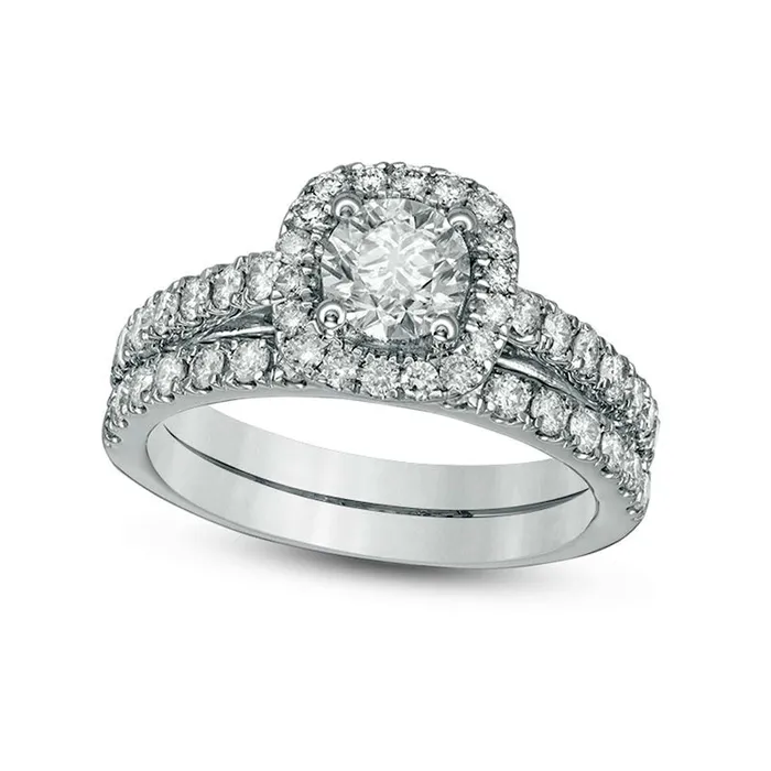 Rings Goldia Previously Owned 10 CT TW Natural Diamond Frame Bridal Engagement Ring Set in Solid 14K White Gold Rings Goldia Previously Owned 10 CT TW Natural Diamond Frame Bridal Engagement Ring Set in Solid 14K White Gold