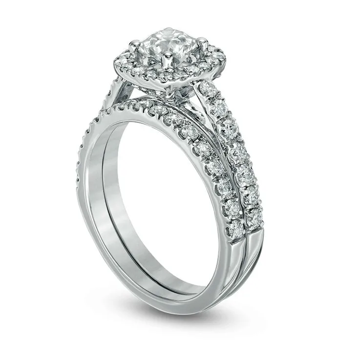Rings Goldia Previously Owned 10 CT TW Natural Diamond Frame Bridal Engagement Ring Set in Solid 14K White Gold Rings Goldia Previously Owned 10 CT TW Natural Diamond Frame Bridal Engagement Ring Set in Solid 14K White Gold