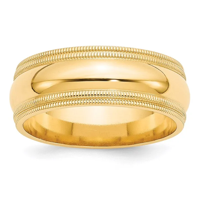 Rings Goldia Solid 10K Yellow Gold 8mm Double Milgrain Comfort Fit MensWomens Wedding Band Ring Size 115 Rings Goldia Solid 10K Yellow Gold 8mm Double Milgrain Comfort Fit MensWomens Wedding Band Ring Size 115