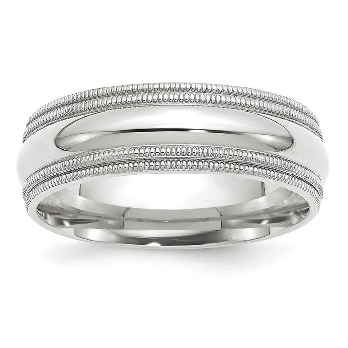 Rings Goldia Solid 14K White Gold 7mm Double Milgrain Comfort Fit MensWomens Wedding Band Ring Size 135 Rings Goldia Solid 14K White Gold 7mm Double Milgrain Comfort Fit MensWomens Wedding Band Ring Size 135