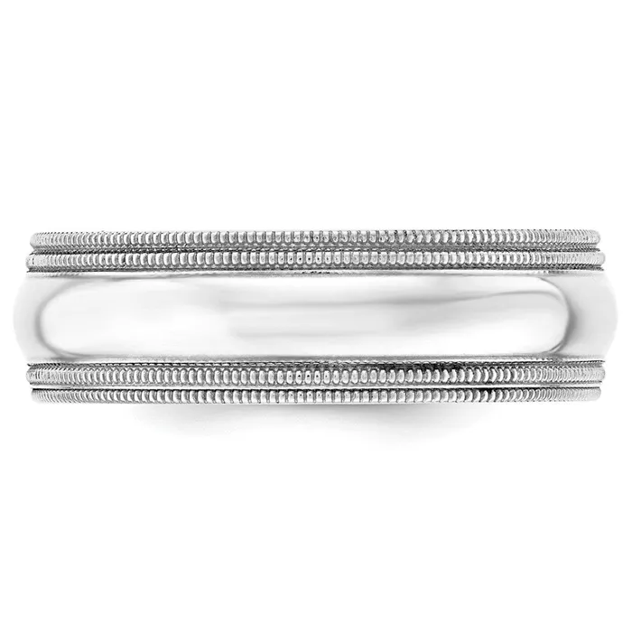 Rings Goldia Solid 14K White Gold 7mm Double Milgrain Comfort Fit MensWomens Wedding Band Ring Size 135 Rings Goldia Solid 14K White Gold 7mm Double Milgrain Comfort Fit MensWomens Wedding Band Ring Size 135