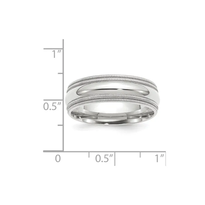 Rings Goldia Solid 14K White Gold 7mm Double Milgrain Comfort Fit MensWomens Wedding Band Ring Size 135 Rings Goldia Solid 14K White Gold 7mm Double Milgrain Comfort Fit MensWomens Wedding Band Ring Size 135