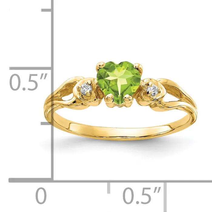 Rings Goldia Solid 14k Yellow Gold 5mm Heart Simulated Peridot AA CZ Ring