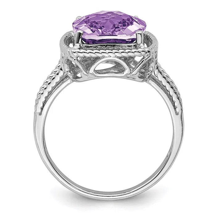 Rings Goldia Sterling Silver Rhodium CheckerCut Pink Quartz Ring