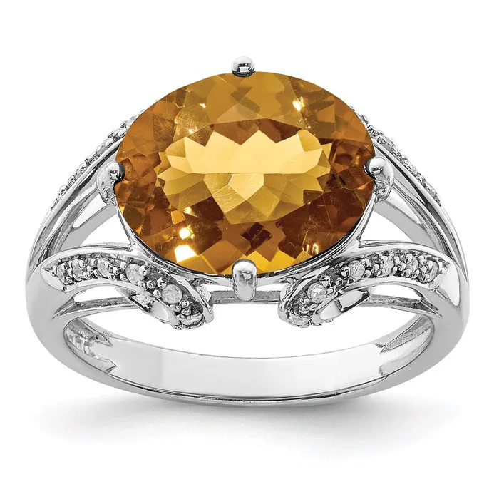 Rings Goldia Sterling Silver Rhodium Diamond u0026 Whiskey Quartz Ring