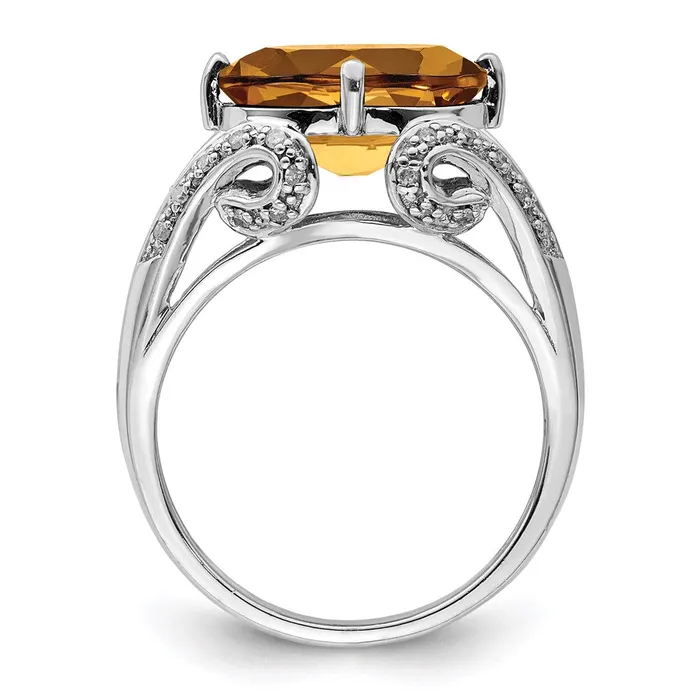 Rings Goldia Sterling Silver Rhodium Diamond u0026 Whiskey Quartz Ring