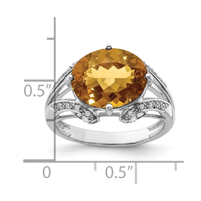 Rings Goldia Sterling Silver Rhodium Diamond u0026 Whiskey Quartz Ring