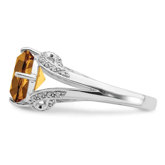 Rings Goldia Sterling Silver Rhodium Diamond u0026 Whiskey Quartz Ring