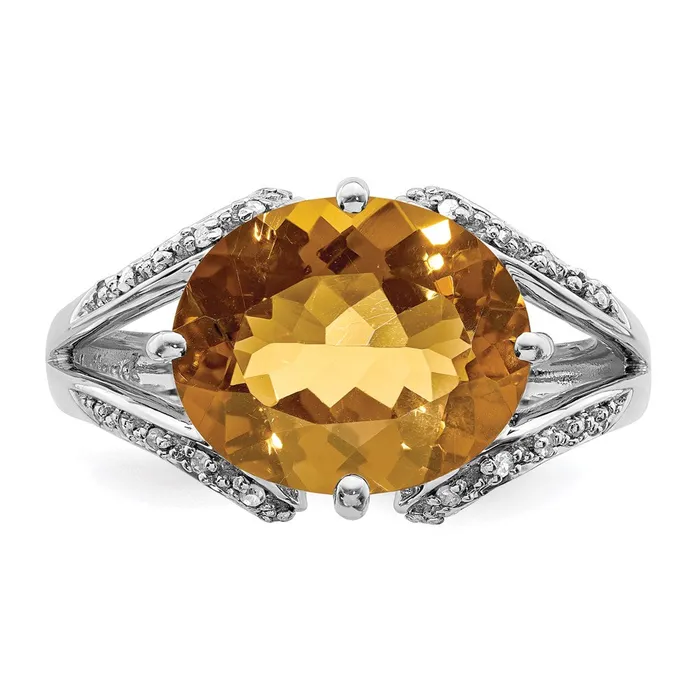 Rings Goldia Sterling Silver Rhodium Diamond u0026 Whiskey Quartz Ring