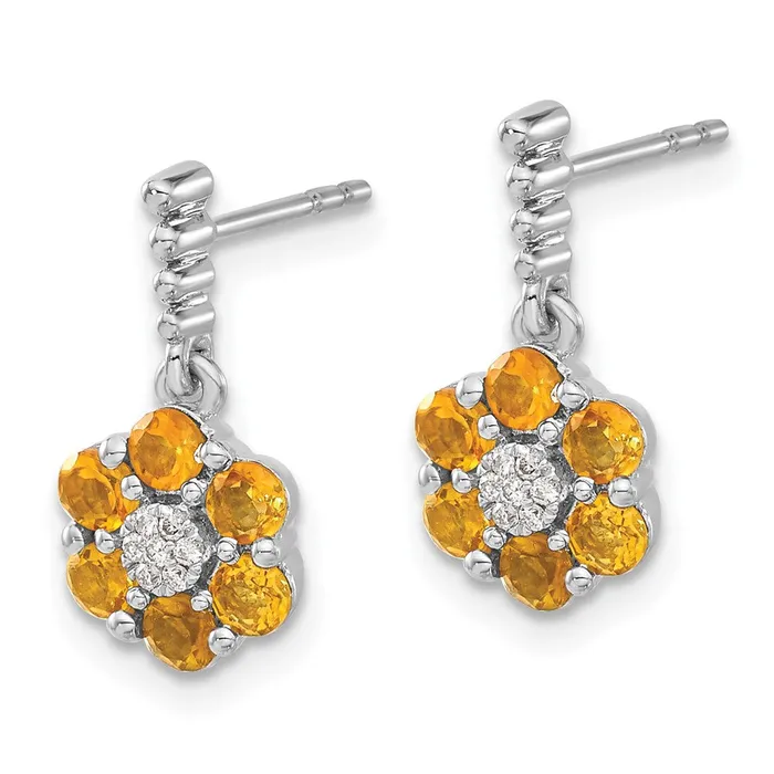 Solid 14k White Gold Simulated Citrine and CZ Earrings Goldia Earrings Solid 14k White Gold Simulated Citrine and CZ Earrings Goldia Earrings