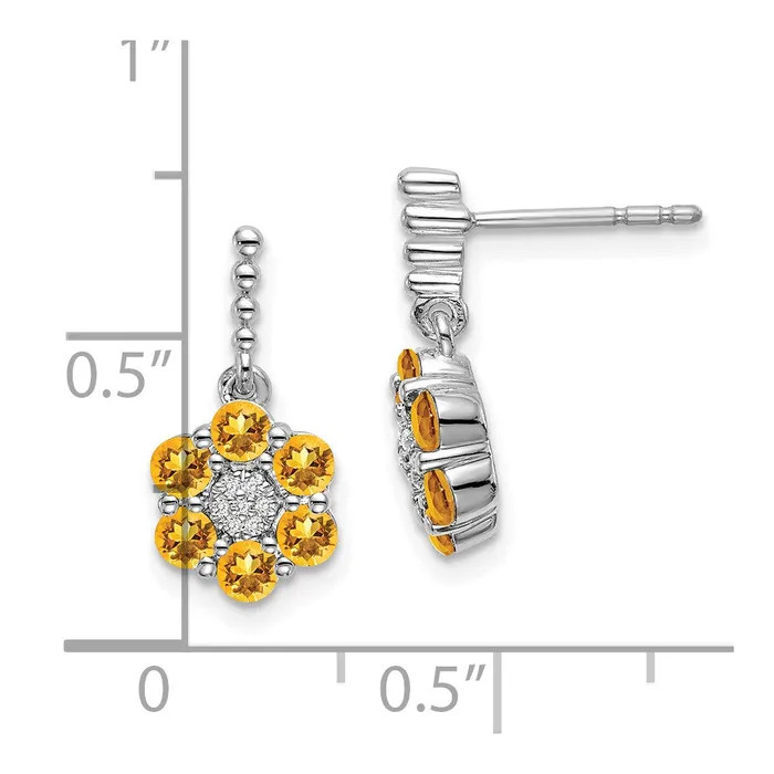 Solid 14k White Gold Simulated Citrine and CZ Earrings Goldia Earrings Solid 14k White Gold Simulated Citrine and CZ Earrings Goldia Earrings