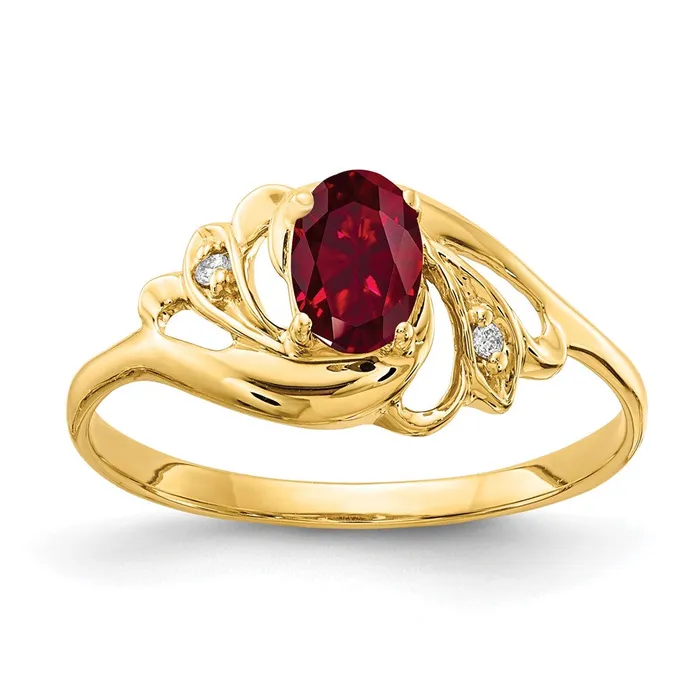 Solid 14k Yellow Gold 6x4mm Oval Created Simulated Ruby A CZ Ring Goldia Rings Solid 14k Yellow Gold 6x4mm Oval Created Simulated Ruby A CZ Ring Goldia Rings