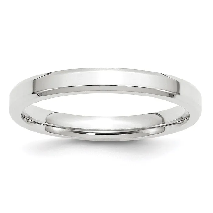Solid 18K White Gold 3mm Bevel Edge Comfort Fit MensWomens Wedding Band Ring Size 95 Goldia Rings Solid 18K White Gold 3mm Bevel Edge Comfort Fit MensWomens Wedding Band Ring Size 95 Goldia Rings