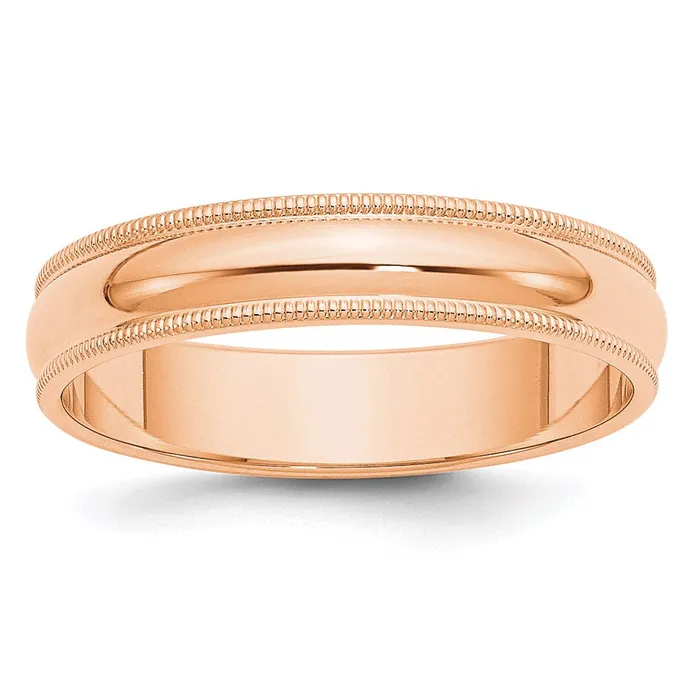 Solid 18K Yellow Gold Rose Gold 5mm Milgrain Half Round MensWomens Wedding Band Ring Size 125 Goldia Rings Solid 18K Yellow Gold Rose Gold 5mm Milgrain Half Round MensWomens Wedding Band Ring Size 125 Goldia Rings