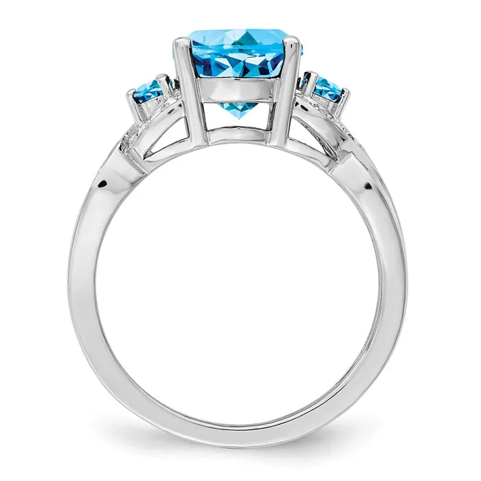 Sterling Silver Rhodium Diamond u0026 Blue Topaz Ring Goldia Rings
