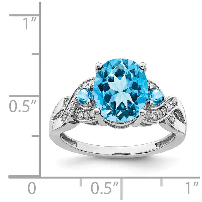 Sterling Silver Rhodium Diamond u0026 Blue Topaz Ring Goldia Rings