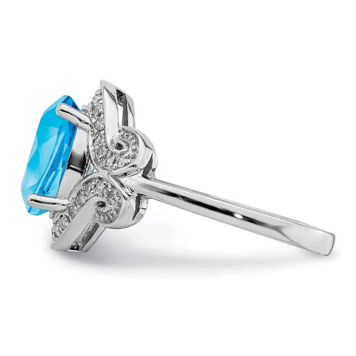 Sterling Silver Rhodium Diamond u0026 Blue Topaz Ring Goldia Rings