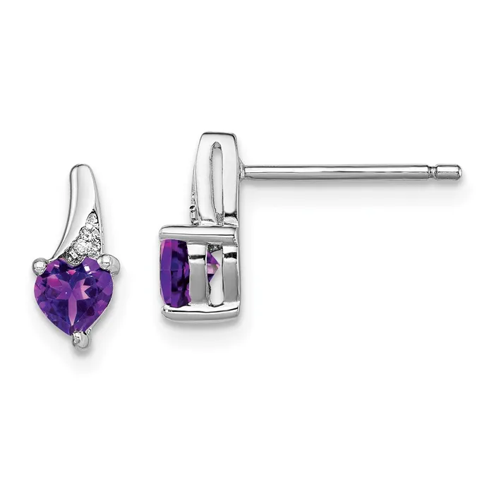Sterling Silver Rhodiumplated Amethyst and Diamond Earrings Goldia Earrings Sterling Silver Rhodiumplated Amethyst and Diamond Earrings Goldia Earrings