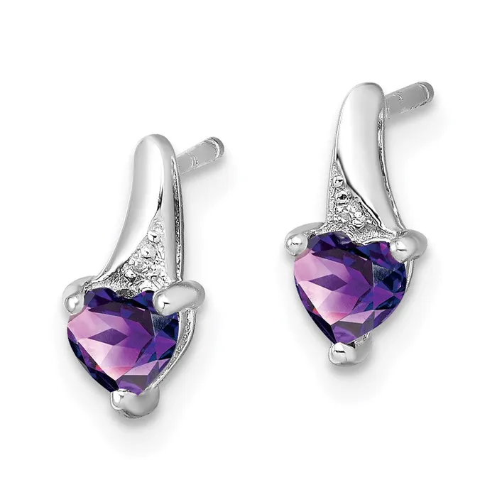 Sterling Silver Rhodiumplated Amethyst and Diamond Earrings Goldia Earrings