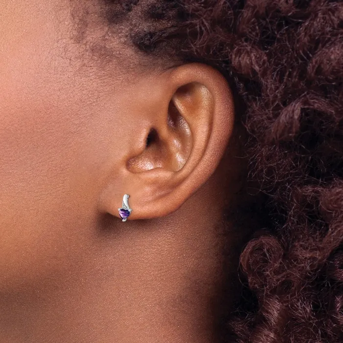 Sterling Silver Rhodiumplated Amethyst and Diamond Earrings Goldia Earrings