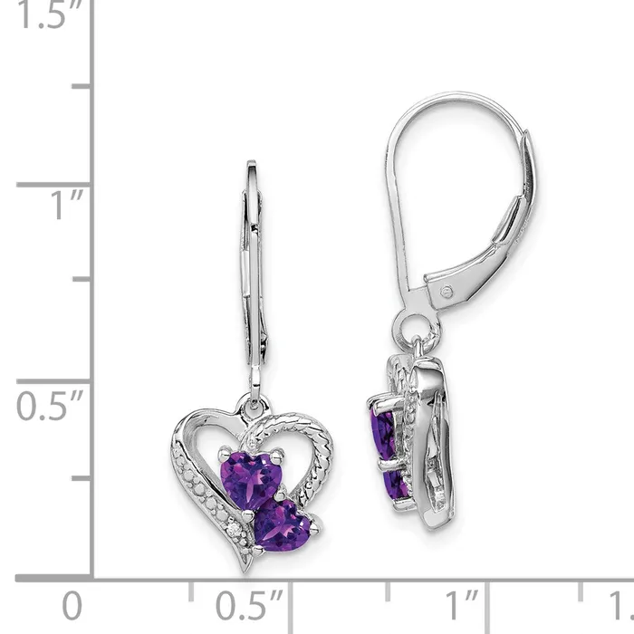 Sterling Silver Rhodiumplated Amethyst and Diamond Earrings Goldia Earrings