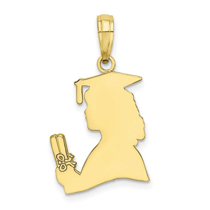 10k Polished Female Graduation Profile Charm TreasureFineJewelers Charm Necklaces 10k Polished Female Graduation Profile Charm TreasureFineJewelers Charm Necklaces