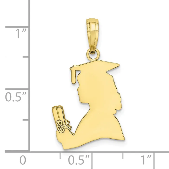 10k Polished Female Graduation Profile Charm TreasureFineJewelers Charm Necklaces