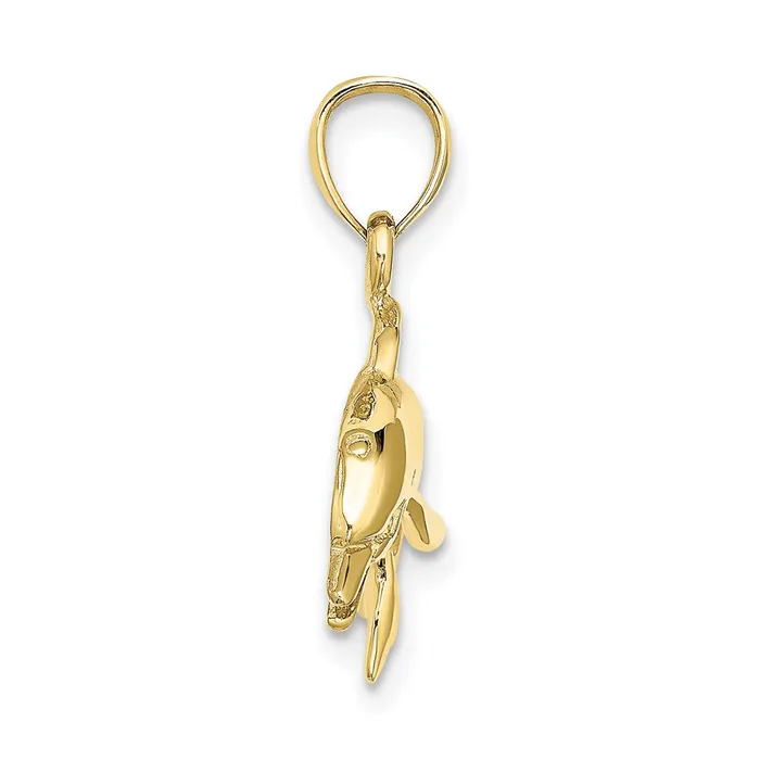 10K Textured Polished Dolphin Jumping Charm TreasureFineJewelers Charm Necklaces