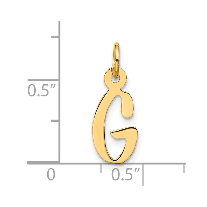 10k Yellow Gold Large Slanted Block Initial G Charm TreasureFineJewelers Charm Necklaces