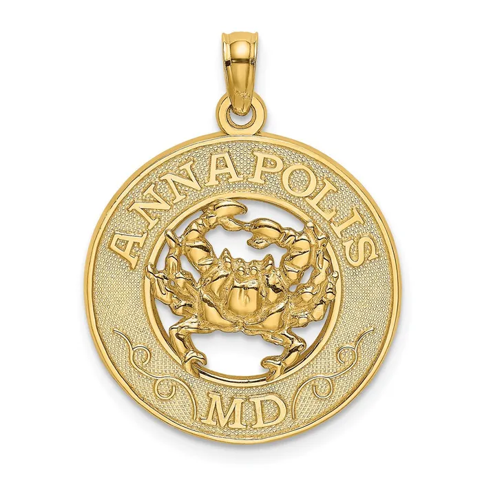 14K ANNAPOLIS MD Crab Charm TreasureFineJewelers Charm Necklaces