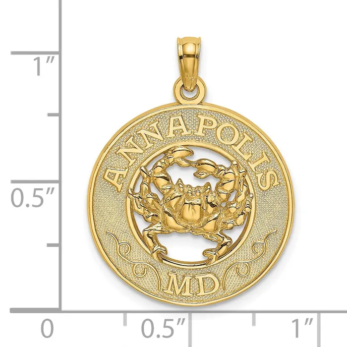 14K ANNAPOLIS MD Crab Charm TreasureFineJewelers Charm Necklaces
