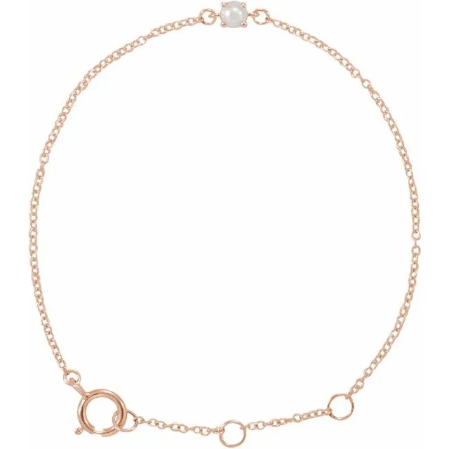 14K Rose Cultured Freshwater Pearl Youth Birthstone 4 125 12 Bracelet TreasureFineJewelers Bracelets 14K Rose Cultured Freshwater Pearl Youth Birthstone 4 125 12 Bracelet TreasureFineJewelers Bracelets