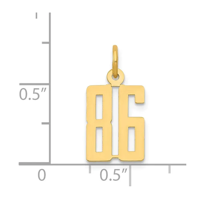 14k Small Elongated Number 86 Charm TreasureFineJewelers Charm Necklaces