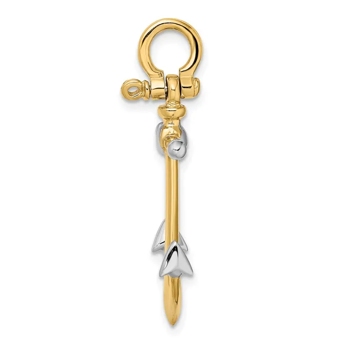 14K wRhodium 3D Anchor wLong T Bar and Shackle Bail Charm TreasureFineJewelers Charm Necklaces