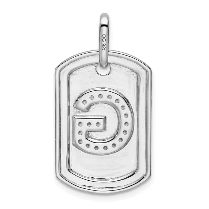 14K White Gold Diamond Initial G Dog Tag Charm TreasureFineJewelers Charm Necklaces