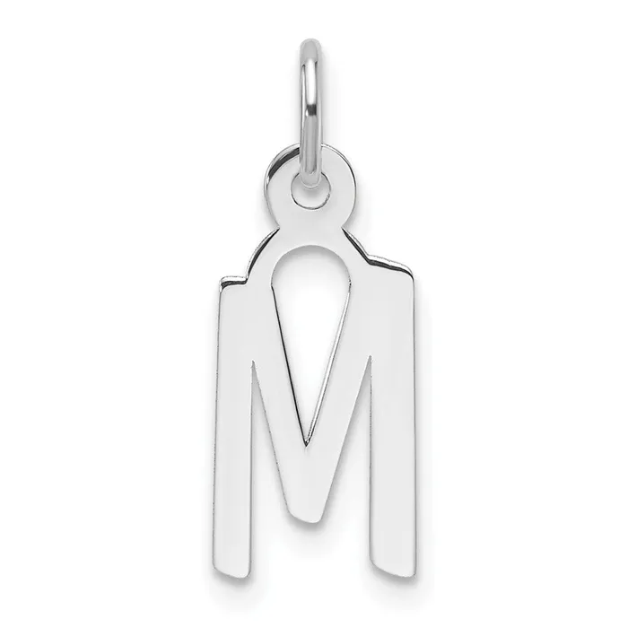 14K White Gold Slanted Block Letter M Initial Charm TreasureFineJewelers Charm Necklaces 14K White Gold Slanted Block Letter M Initial Charm TreasureFineJewelers Charm Necklaces