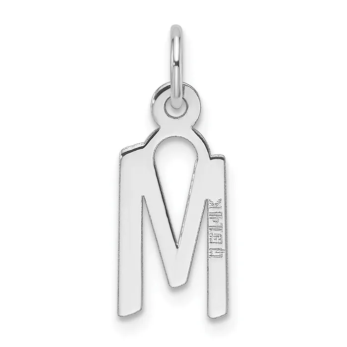 14K White Gold Slanted Block Letter M Initial Charm TreasureFineJewelers Charm Necklaces
