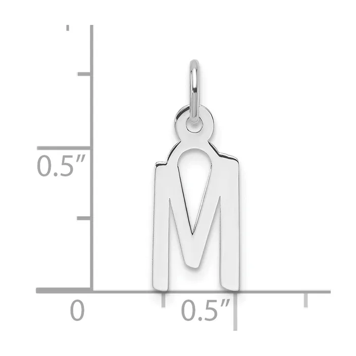 14K White Gold Slanted Block Letter M Initial Charm TreasureFineJewelers Charm Necklaces