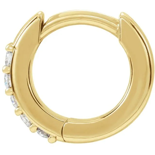 14K Yellow Gold 04 CT Natural Diamond Single 10 mm Huggie Earring TreasureFineJewelers Earrings