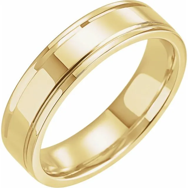 14K Yellow Gold 5 mm ComfortFit Grooved Band TreasureFineJewelers Rings 14K Yellow Gold 5 mm ComfortFit Grooved Band TreasureFineJewelers Rings