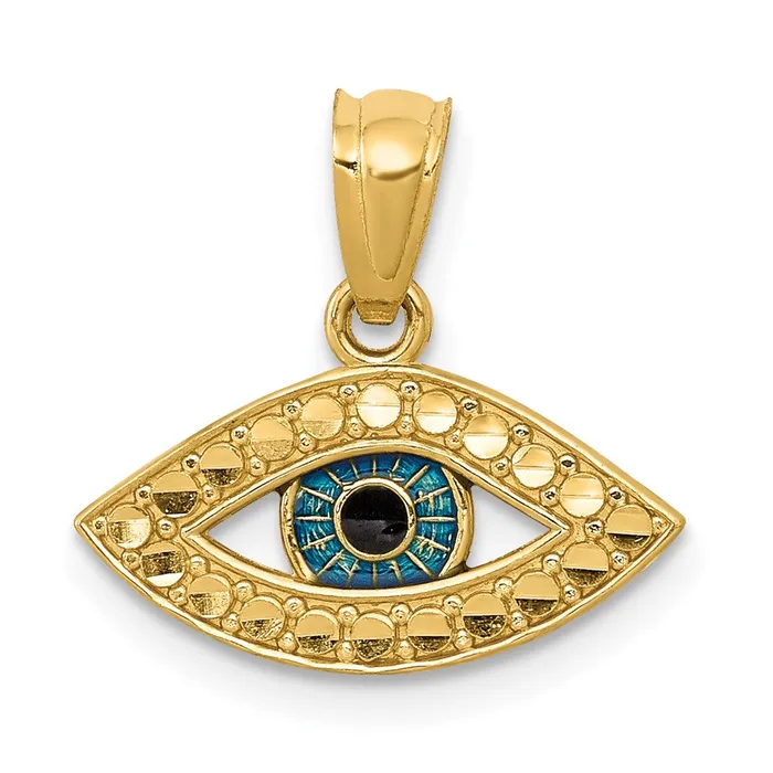 14k Yellow Gold Enameled Eye Pendant TreasureFineJewelers Necklaces