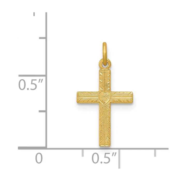 14k Yellow Gold Heart Cross Charm TreasureFineJewelers Charm Necklaces