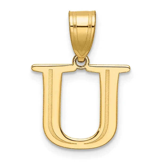 14k Yellow Gold Polished Etched Letter U Initial Pendant TreasureFineJewelers Necklaces 14k Yellow Gold Polished Etched Letter U Initial Pendant TreasureFineJewelers Necklaces
