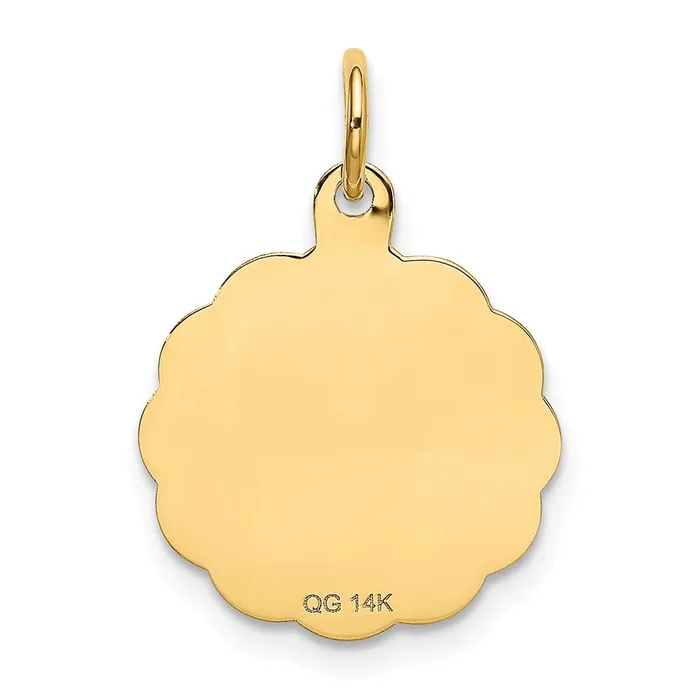14k Yellow Gold Polished ITS A BOY Scalloped Disc Charm TreasureFineJewelers Charm Necklaces