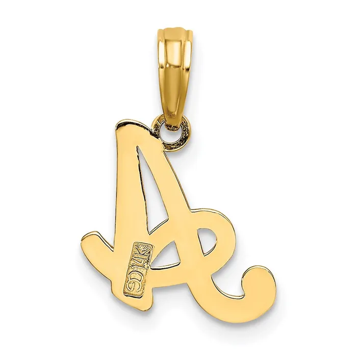 14k Yellow Gold Script Letter A Initial Pendant TreasureFineJewelers Necklaces