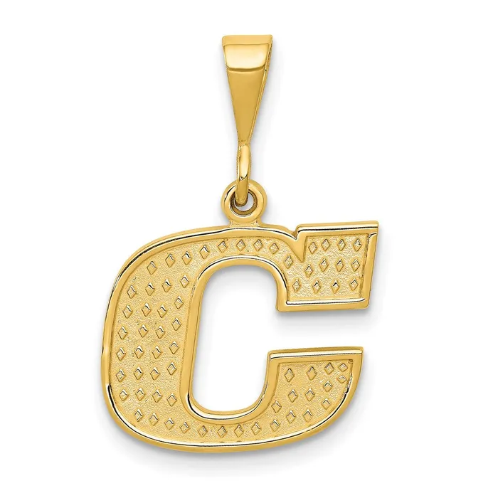 14k Yellow Gold Textured Initial C Charm TreasureFineJewelers Charm Necklaces 14k Yellow Gold Textured Initial C Charm TreasureFineJewelers Charm Necklaces